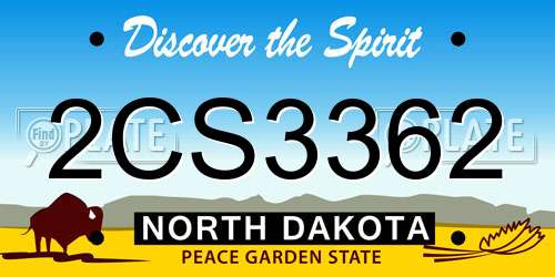 2CS3362 North Dakota License Plate