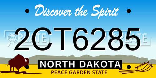 2CT6285 North Dakota License Plate