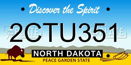 2CTU351 North Dakota License Plate