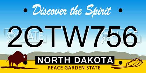 2CTW756 North Dakota License Plate
