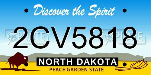 2CV5818 North Dakota License Plate