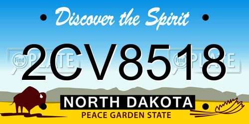 2CV8518 North Dakota License Plate