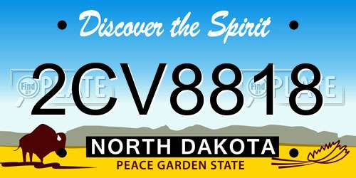 2CV8818 North Dakota License Plate