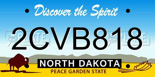 2CVB818 North Dakota License Plate