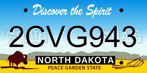 2CVG943 North Dakota License Plate