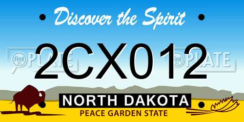 2CX012 North Dakota License Plate