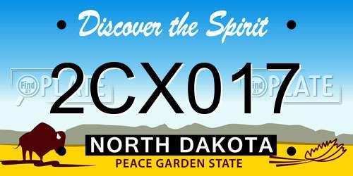 2CX017 North Dakota License Plate