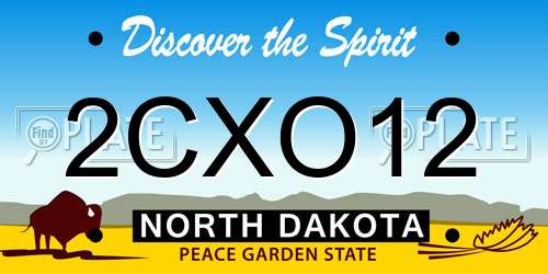 2CXO12 North Dakota License Plate