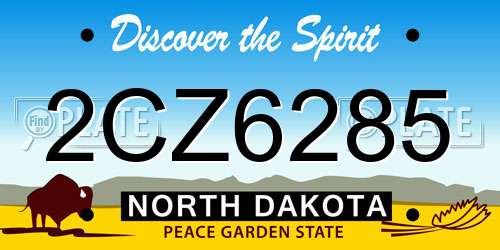 2CZ6285 North Dakota License Plate