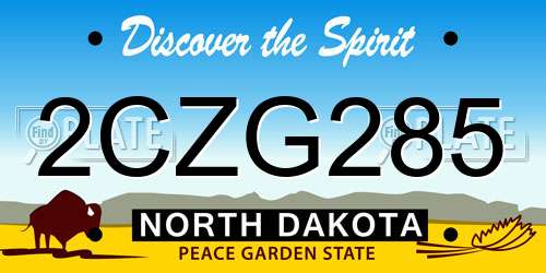 2CZG285 North Dakota License Plate