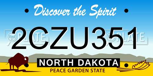 2CZU351 North Dakota License Plate