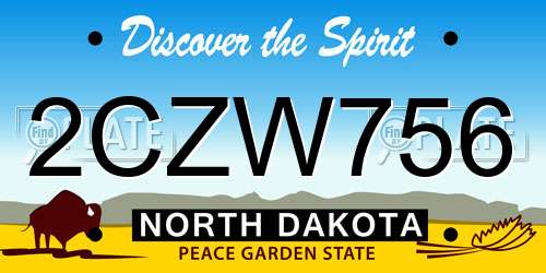2CZW756 North Dakota License Plate