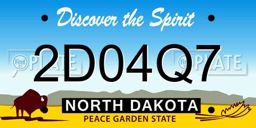 2D04Q7 North Dakota License Plate