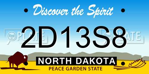 2D13S8 North Dakota License Plate