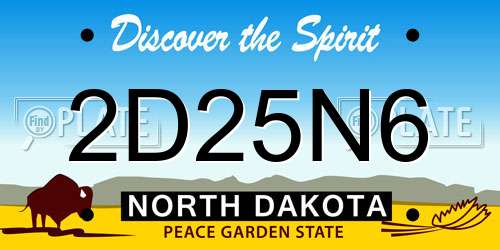 2D25N6 North Dakota License Plate