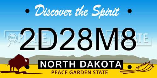 2D28M8 North Dakota License Plate