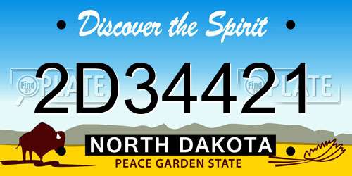 2D34421 North Dakota License Plate