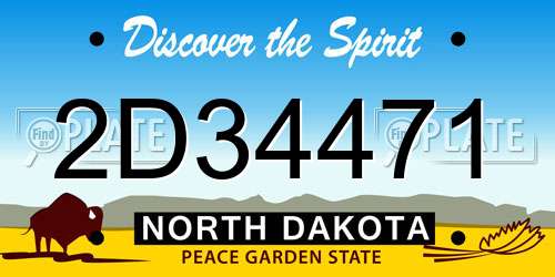 2D34471 North Dakota License Plate