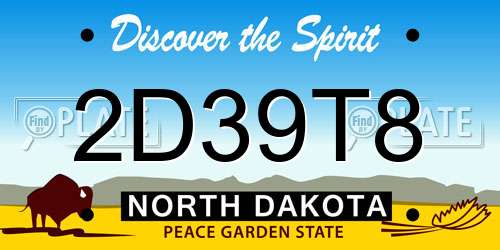 2D39T8 North Dakota License Plate