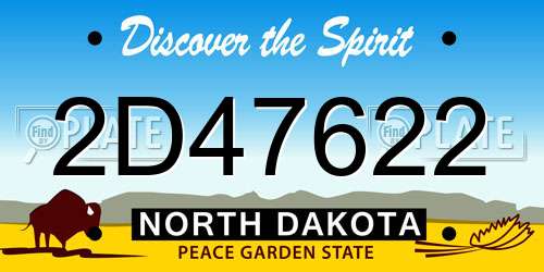 2D47622 North Dakota License Plate