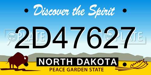 2D47627 North Dakota License Plate