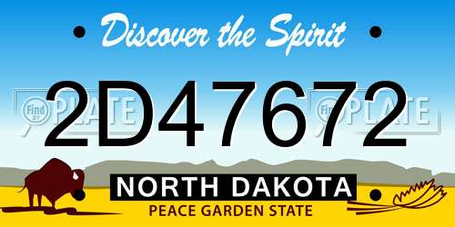 2D47672 North Dakota License Plate