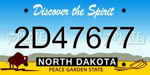 2D47677 North Dakota License Plate