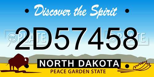 2D57458 North Dakota License Plate