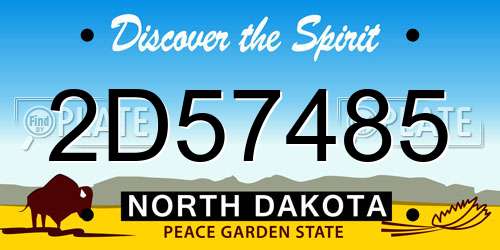 2D57485 North Dakota License Plate
