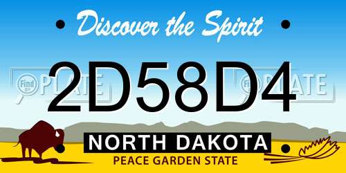 2D58D4 North Dakota License Plate