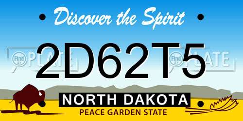 2D62T5 North Dakota License Plate