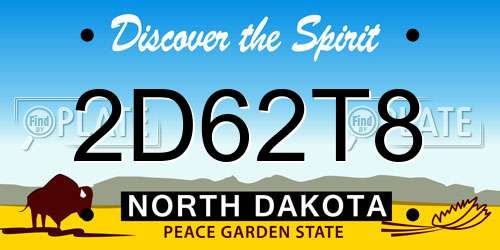 2D62T8 North Dakota License Plate