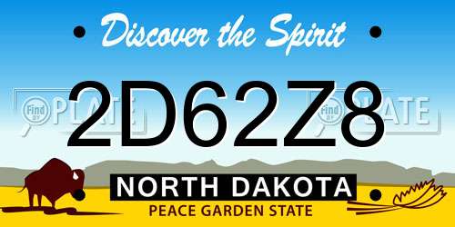 2D62Z8 North Dakota License Plate