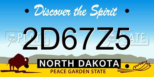 2D67Z5 North Dakota License Plate