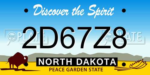 2D67Z8 North Dakota License Plate