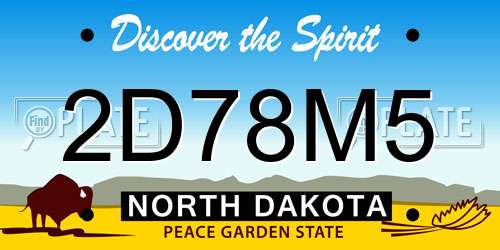 2D78M5 North Dakota License Plate