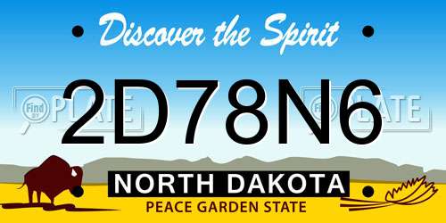 2D78N6 North Dakota License Plate