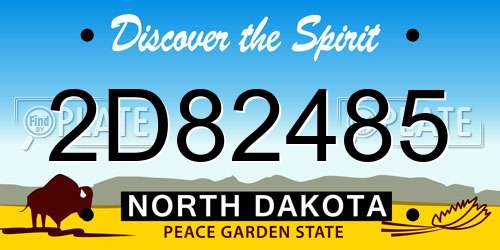 2D82485 North Dakota License Plate