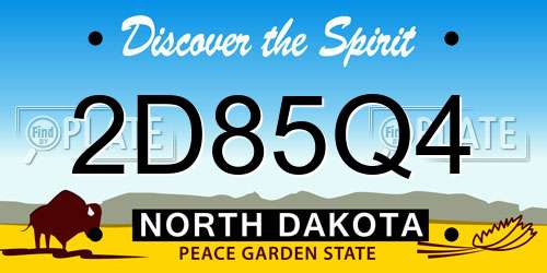 2D85Q4 North Dakota License Plate