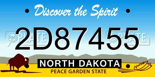 2D87455 North Dakota License Plate