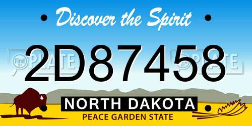 2D87458 North Dakota License Plate