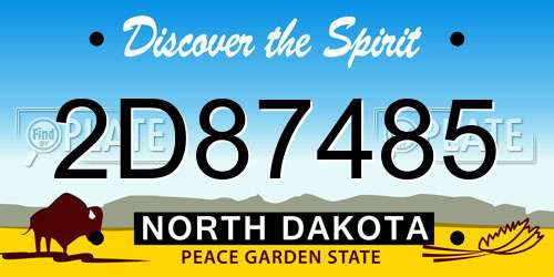 2D87485 North Dakota License Plate