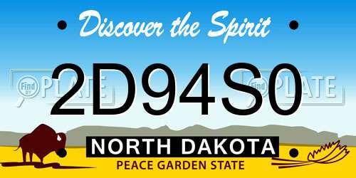 2D94S0 North Dakota License Plate