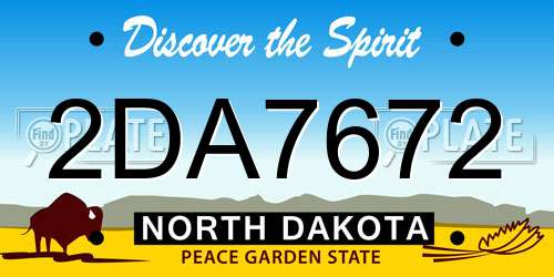 2DA7672 North Dakota License Plate
