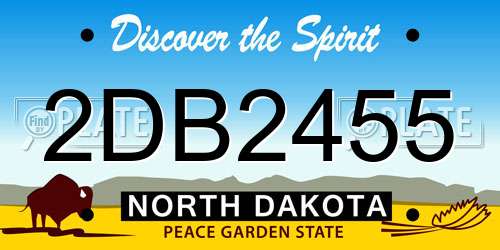 2DB2455 North Dakota License Plate