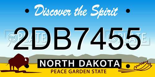 2DB7455 North Dakota License Plate