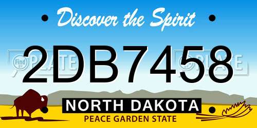 2DB7458 North Dakota License Plate