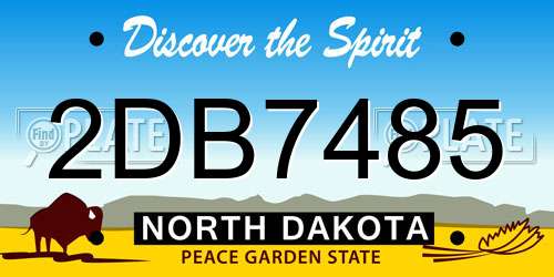 2DB7485 North Dakota License Plate