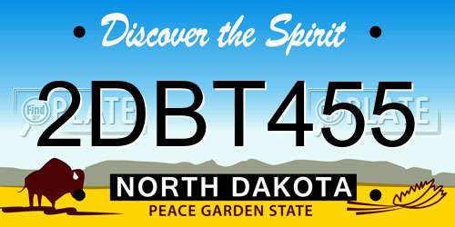 2DBT455 North Dakota License Plate