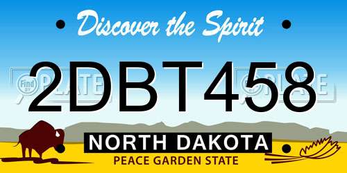 2DBT458 North Dakota License Plate